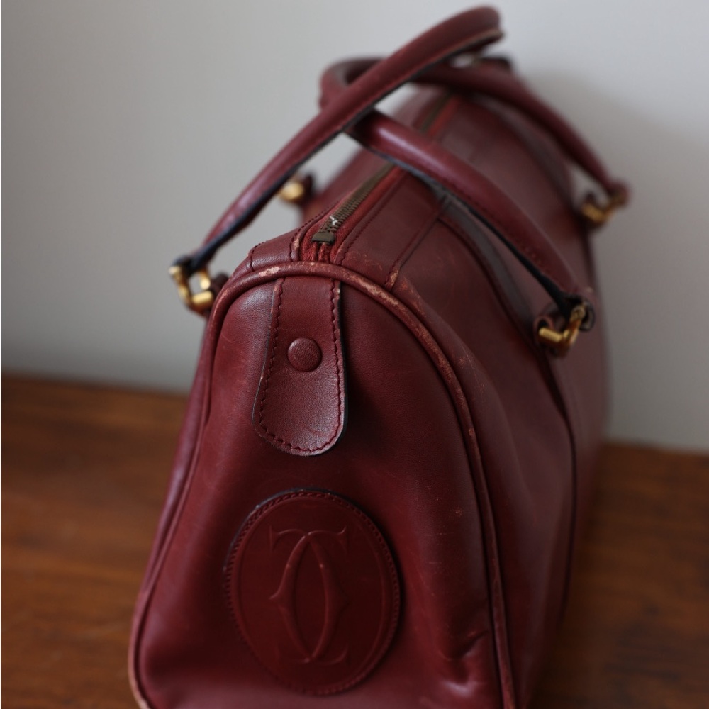 Cartier Burgundy Leather Satchel with Gold Hardware - Picture 7 of 10